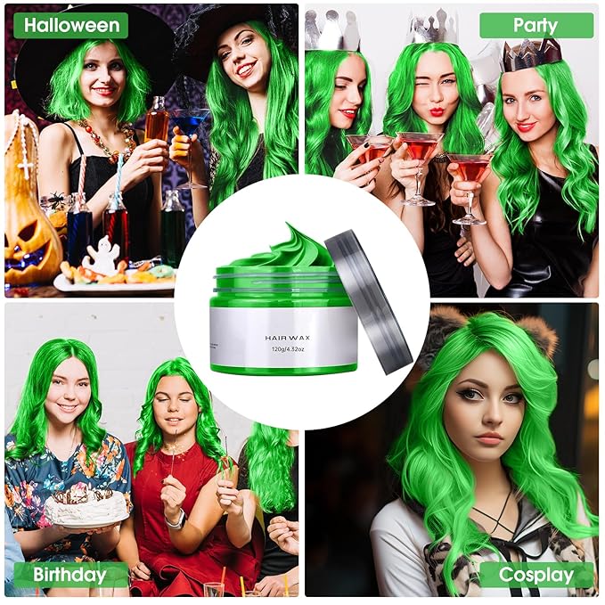 New Hair Color Chalk for Kids, Temporary Hair Color Dye Great Toy for Kids Age 5 6 7 8 9 10 11 12 13 Years Old, Colored Hair Wax Stocking Suffer for Girls Gift Birthday Halloween Christmas (Green)