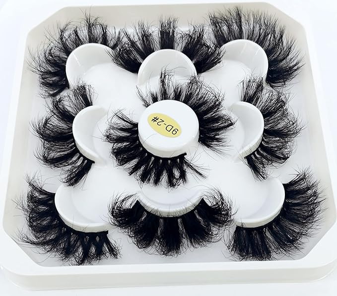 HBZGTLAD new 5 Pairs 25 mm 3d Mink Lashes Bulk Faux with Custom Natural Mink Lashes Pack Short Wholesales Natural False Eyelashes (9D-02#)
