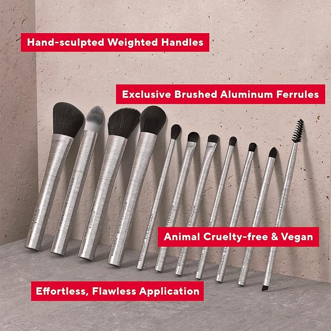 Mirabella Eyeshadow Brush, Premium Professional Makeup Brush Collection, Cruelty-Free Synthetic Bristle Brush with Hand-Sculpted Brushed Aluminum Handle, Luxury Blending Brush for Makeup