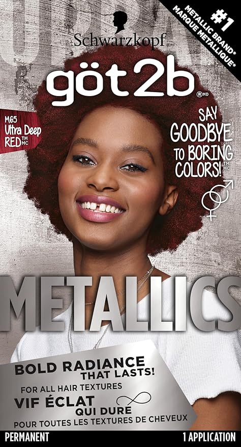 Got2b Metallics Permanent Hair Color, M65 Deep Red