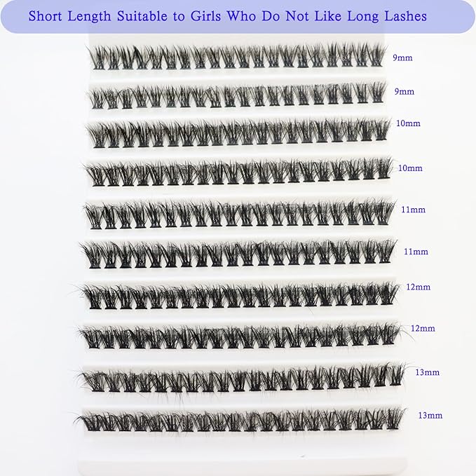 DAODER Short Lash Extension Kit 50D Natural Lash Clusters Kit Wispy Fluffy Eyelash Extension Kit D Curl Individual Lashes Kit 9-13MM Thick Short Eyelash Clusters(Thick Short Eyelash Extension Kit 50P)