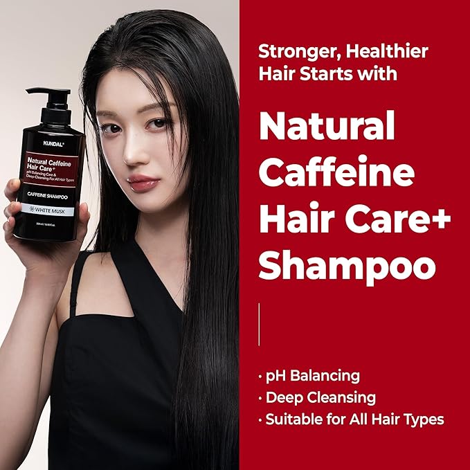 KUNDAL Korean Caffeine Scalp Shampoo [Cherry Blossom] – Sulfate-Free Hair Care with Menthol & Botanical Extracts – For Fuller-Looking Hair, Scalp Refresh & Strength – 16.9 Fl Oz, Stocking Stuffers