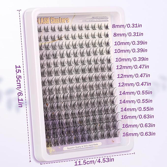 D Curl Lash Clusters Extensions 154 Pcs Individual Eye lash Clusters Natural Cluster Eyelash Lashes Wispy Clusters Lashes Makeup at Home - DIY Lash Extension Kit for Self Application Mix