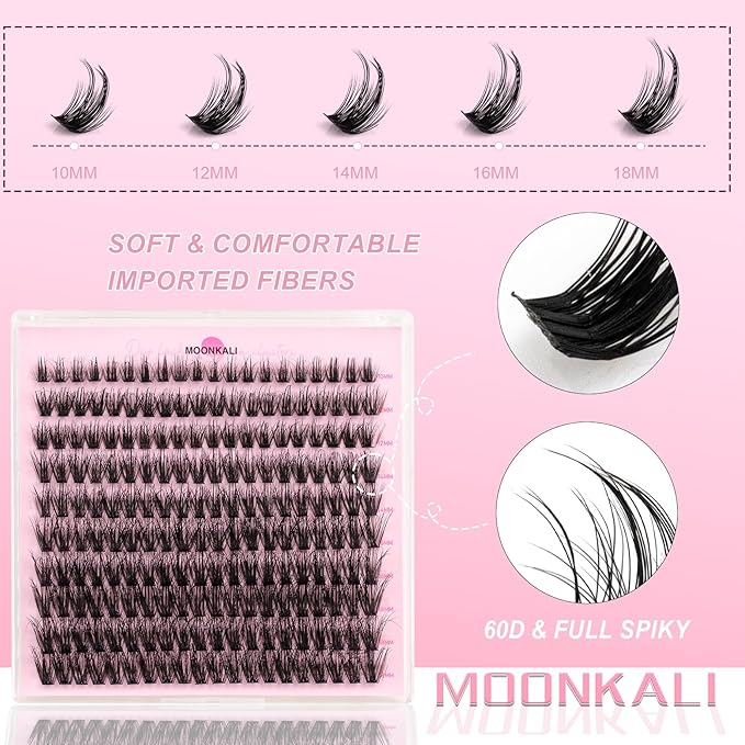 Lash Clusters Kit Mink Wispy Full Eyelash Clusters D Curly Natural Waterproof Cluster Eyelash Extensions With Lash Glue Bond and Seal and Eyelash Tweezers Luxury 60D Individual Cluster Lashes Kit