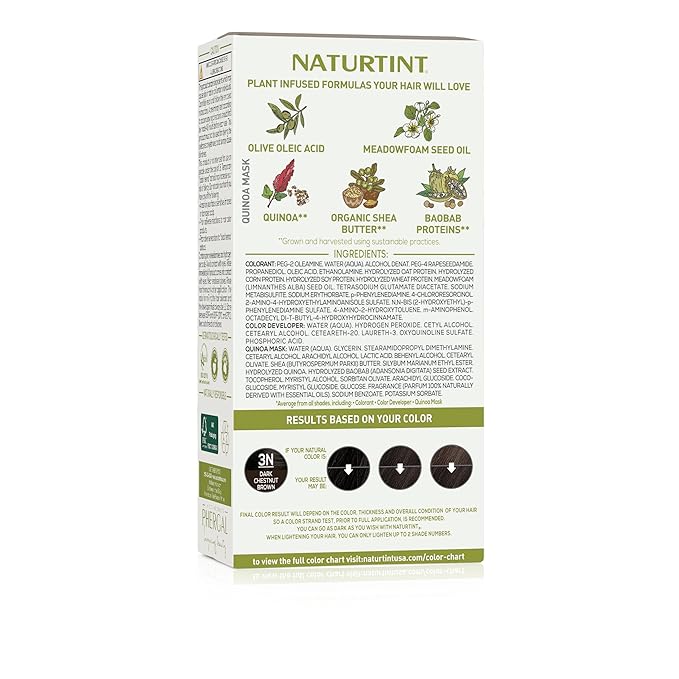 Naturtint 3N Dark Chestnut Brown Permanent Hair Color (Pack of 6), Ammonia Free, Vegan, Cruelty Free, up to 100% Gray Coverage, Long Lasting Results (Packaging may vary)