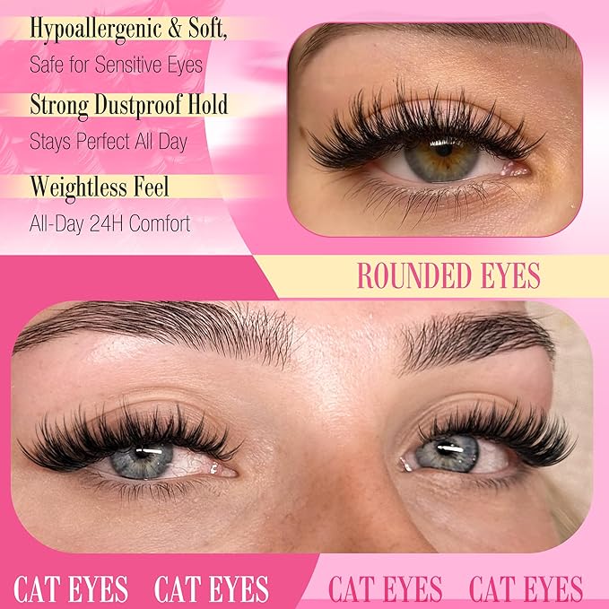 Manga Lash Clusters Kit Natural Anime Lashes Eyelash Extensions Eye Lashes Natural Looking with Lash Brush DIY Lash Extension Kit Eyelashes Natural Look Individual Lashes Kit For Beginners (No Glue)