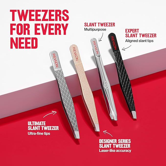 Revlon Eyebrow Tweezer, Stainless Steel | Pack of 2 | For Men & Women