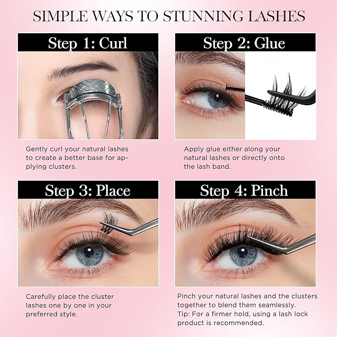 Manga Lash Clusters Wispy Eyelash Clusters with spikes, 144pcs D Curled Natural Volume Lash Extensions with Soft Ultra-thin Band, 10-16mm (F03)