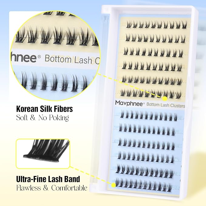 Bottom Lash Clusters Natural Eyelash Extensions Short Individual Lashes Wispy Eyelash Clusters 2 Styles 5-6MM Lower Cluster Lashes Extension 132 Pcs DIY at Home Bottom Lashes Pack