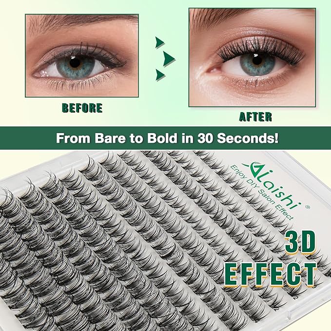 Lash Clusters Kit, DIY 3D Cluster Eyelash Extensions 10‑18mm,120pcs Fluffy D Curl Soft Natural Lashes with Bond and Seal,Remover,Tweezers–Fake Cat Eye Wispy Individual Clusters MIX1-1-L