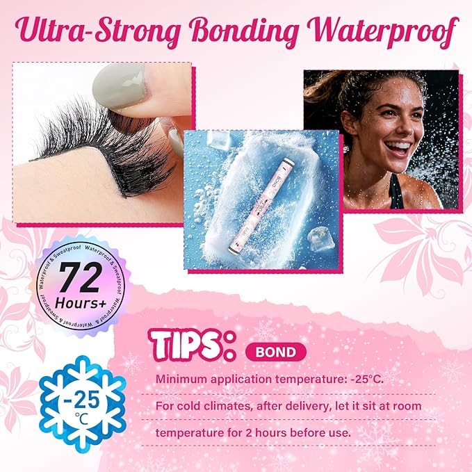 PROLASHBEAUTY Lash Cluster Glue Upgraded 2 in 1 Black Lash Bond and Seal Lash Glue for Eyelash Clusters Waterproof Strong Hold Eyelash Glue Long-Lasting 72H+ (10ml, Black Bond & Clear Seal)