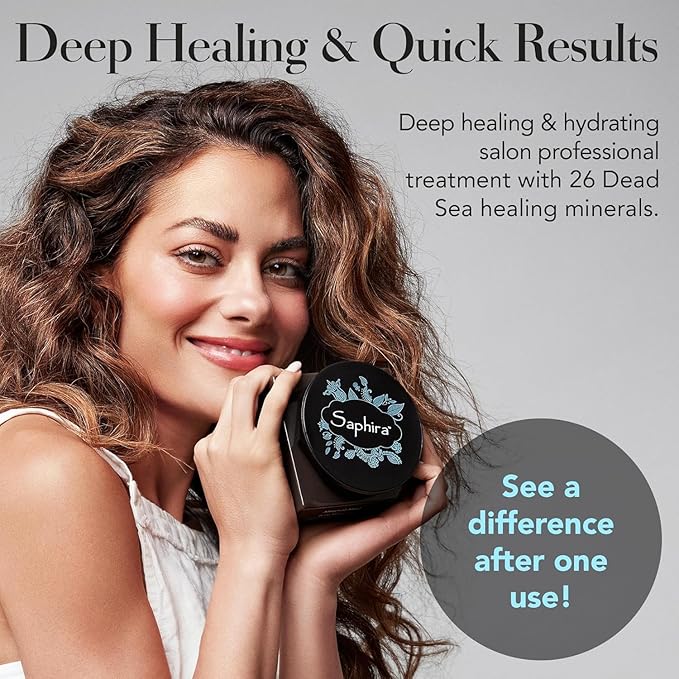 Saphira Mineral Mud Hair Mask, Deep Healing Hair Treatment for Dry, Damaged, Bleached, Color-Treated Hair and Scalp, Sulfate-Free, Paraben-Free, Repairs, Hydrates and Adds Shine, 8.5 Ounce