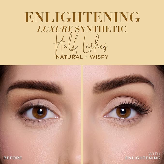 Lilly Lashes Luxury Synthetic Half Lashes (Pack of 4), False Eyelashes, Natural Looking Wispy Lash Strips, Multi-Pack Reusable Up To 15x, Eyelash Glue not Included (Enlightening)
