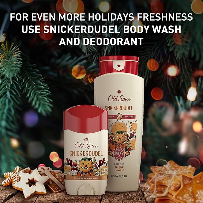 Old Spice Body Wash for Men, Holidudes Holiday Edition, 24/7 Holiday Freshness, Lasting Scent and Rich Lather, Stocking Stuffer, Snickerdudel Sugar Cookie Scent, 16 oz