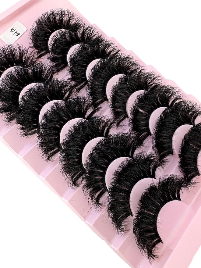 HBZGTLAD Mink Lashes Fluffy False Eyelashes 25mm Dramatic Faux Mink Eyelashes Natural Look Cat Eye Volume Eye Lashes Multipack (9D-32)