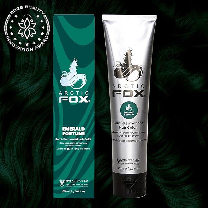 Arctic Fox Semi-Permanent Hair Dye, Emerald Fortune Teal Green, Vegan & Cruelty-Free, Ammonia-Free, Hydrating Formula for All Hair Types, Vibrant Color, 1 Pack, 5.6 fl oz