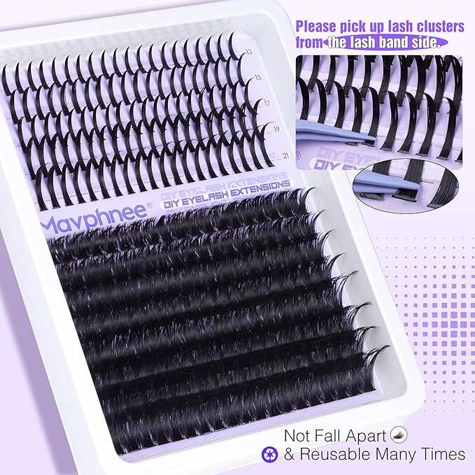 Spikes Lashes 100D Eyelash Extensions Volume Thick Lash Clusters D Curl Eyelash Clusters 12-21MM Long DIY Individual Lashes Fairy Cluster Lashes Mega Cluster Eyelash Extensions Mink Lashes Clusters
