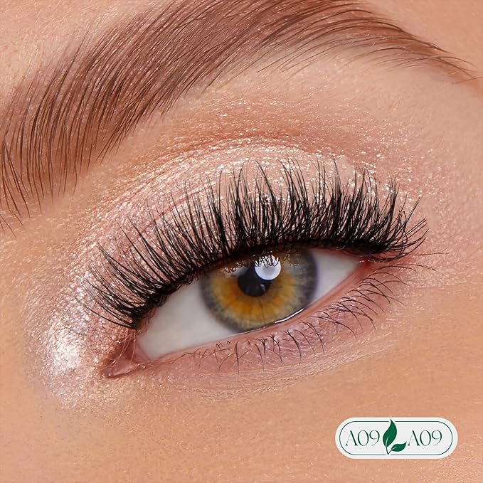 KEYYOU Daily Wear Reusable Magnetic Eyelashes 2 Pair with Applicator No Glue Needed 3D Natural Magnetic Lashes, Easy to Apply & Long Lasting for Daily Use & Events(A09+A09)