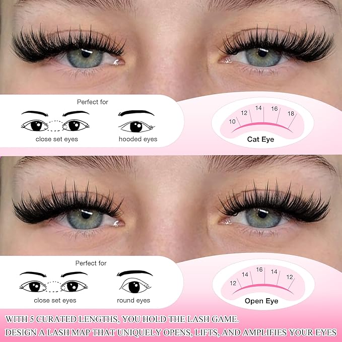 Lash Clusters Manga Eyelash Clusters Fluffy Eyelash Clusters Extensions 200D Thick Individual Lash Clusters with Spikes 10-18mm Lash Extensions Volume False Eyelashes Reusable Lashes Full Look