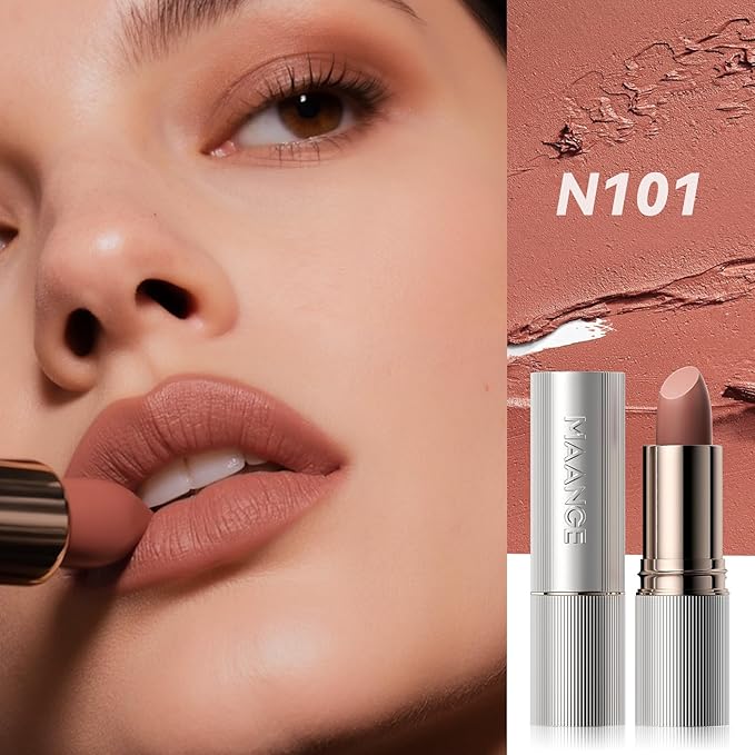 MAANGE Lipstick, Matte Lipstick Long Lasting Transfer-Proof Waterproof & Hydrating Lip Makeup, Full Coverage for a Nourishing Pout,1 Count-N101