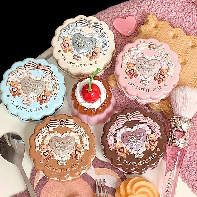 Flower Knows The Sweetie Bear Collection Silk Satin Blush,Seamless Soft Blendable Pressed Powder Pink Blush,Highly Pigmented & Long Lasting Natural Finish,0.18 Oz(04 Berry Parfait)