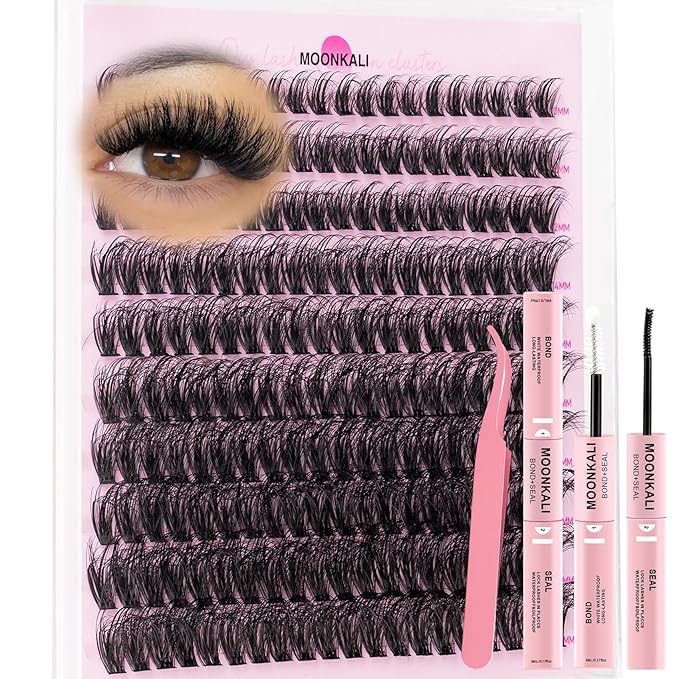 Lash Clusters Kit Mink Wispy Full Eyelash Clusters D Curly Natural Waterproof Cluster Eyelash Extensions With Lash Glue Bond and Seal and Eyelash Tweezers Luxury 60D Individual Cluster Lashes Kit