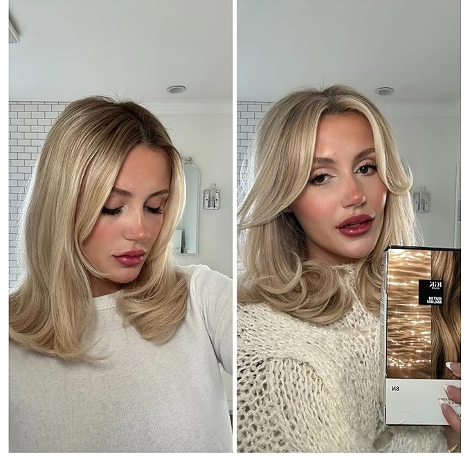 IGK Permanent Hair Dye Color Kit | 8N Out in Malibu - Natural Blonde | 100% Gray Color Coverage + Strengthen + Shine | Ammonia Free