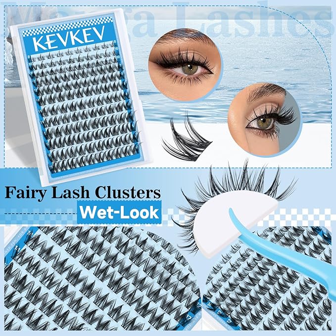 KEVKEV Fairy Lash Clusters 120pcs Manga Lash Clusters Natural Wispy Eyelash Clusters Ultra-Thin Band Anime Spiky Lashes DIY Lash Extensions (Fairy04, 8-18mix)