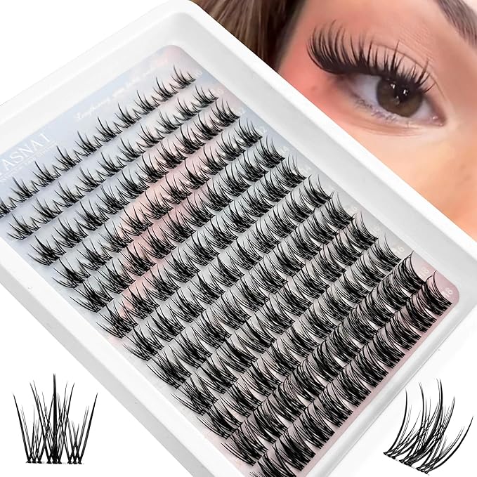 Natural Lash Clusters Fairy Wispy Manga Lash Extensions YASNAI Cluster C Curl Individual Lashes 10-18MM 120pcs, Spiky Anime Lashes Eye Lash Clusters Ultra-Thin Clear Lash Band