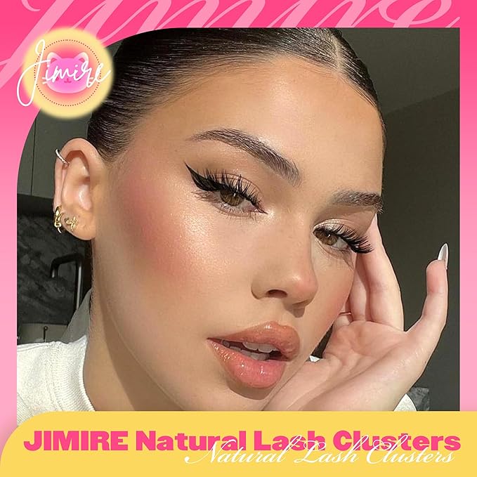 JIMIRE Lash Clusters Kit Wispy Lash Extension Kit 10-16MM Manga Eyelash Clusters Left Right DIY Eyelash Extension Kit with Lash Bond and Seal Soft D-Curly Lashes Clusters 132Pcs