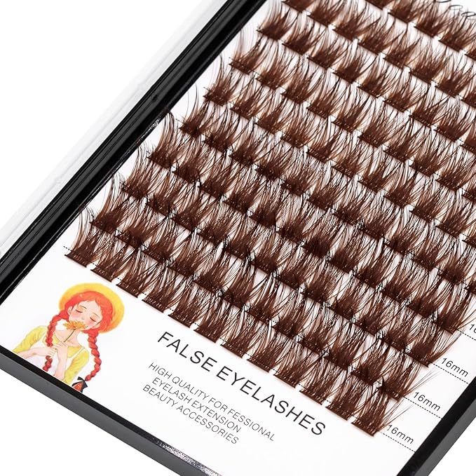 Bodermincer Lash Clusters D Curl Black/Brown/Colored Lashes 10-12-14/12-14-16/16-18-20mm Mixed Lash Clusters Kit For Beginner (M01-Dark Brown-14-16-18-20mm MIX)