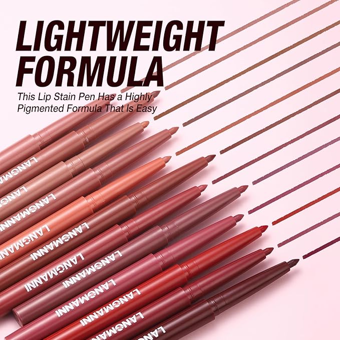 LANGMANNI 6Pcs Sculpting Matte Velvet Lip Liner Set,Smooth Creamy Texture,Waterproof And High Pigmented For Girls Daily Application Lip Makeup(1+2+3+4+5+6)