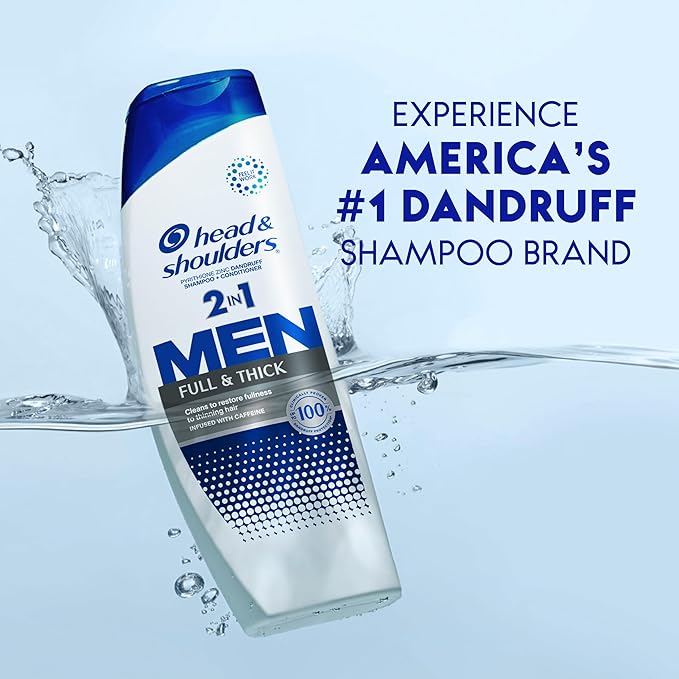 Head & Shoulders Anti-Dandruff Shampoo and Conditioner, Full and Thick 2-in-1 Twin Pack, 1% Pyrithione Zinc, Cleans to Restore Fullness to Thinning Hair, 32.1 fl oz Each