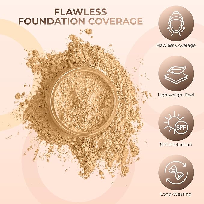 16pc Beginner Mineral Makeup STARTER KIT with 10 BRUSH SET (5gm) Sample Size Foundation, Primer, Blush, Bronzer, Setting Powder for Learning, Occasional Use,First Time Users, Travel Size Kit (Beige)