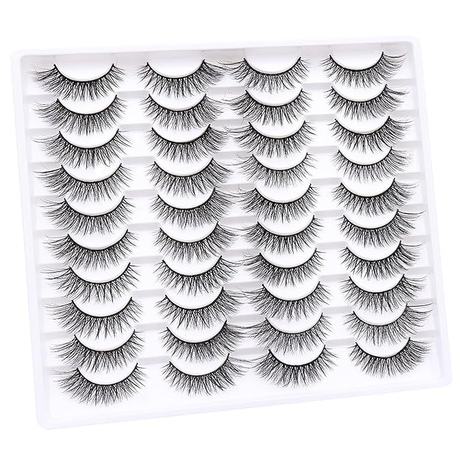 False Eyelashes 20 Pairs Wispy Lashes Faux Mink Lashes 14mm 3D Fluffy Cat Eye Lashes （style 20-060)