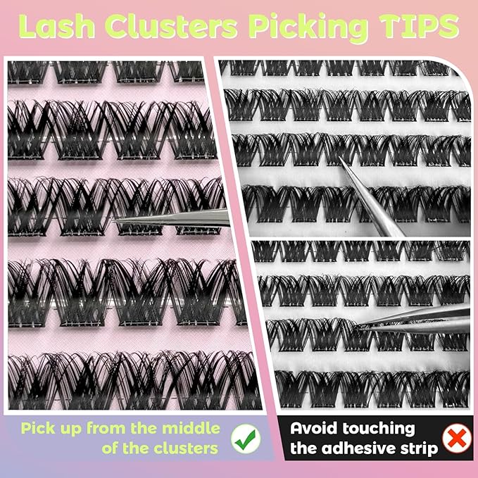 MIKIWI Self Adhesive Eyelashes, 10-16mm Pre Glued Eyelashes Clusters No Glue Natural Lash Clusters DIY Self Adhesive Lash Clusters