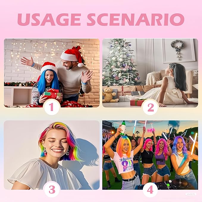 12 Colors Festive Fun Hair Chalk Combs, Instant Hair Color Comb Washable Quick Dry Vibrant Temporary Color for Birthday Christmas Party Gifts for Teenage Girls Kids (6 Colors)