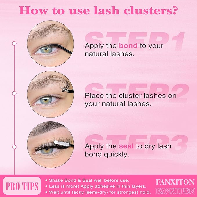DIY Lash Extension Kit Natural Lash Clusters 30D+40D Mix 9-16 mm D lndividual Lashes Lash Remover 280 pcs Wispy Eyelash Extension Kit with Lash Bond and Seal and Lash Tweezers by FANXITON