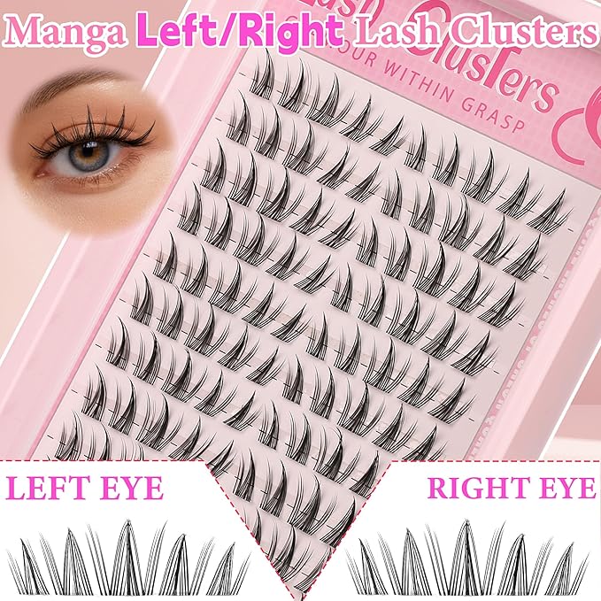 Lash Clusters Kit Spiky Cluster Eyelashes Kit Fairy Eyelash Clear Cluster Anime Individual Lashes Natural Lash Extension Cluster Wispy Manga Cluster Lash Kit
