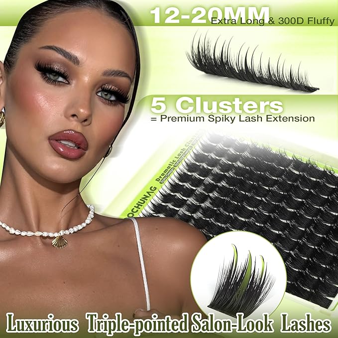 Thick Eyelash Clusters Spikes Lash Clusters D Curly Volume Cluster Eyelash Extensions 300D12-20mm Russian Individual Lashes Mink DIY Spiky Eyelashes Extension by TOOCHUNAG