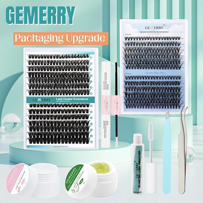 GEMERRY Lash Clusters 280pcs 30D+40D DIY Eyelash Extension D Curl Individual Lash Cluster Natural Eyelash Extension Mixed Tray Reusable Handmade Home Application (30D+40D-0.07D-10-18MIX)