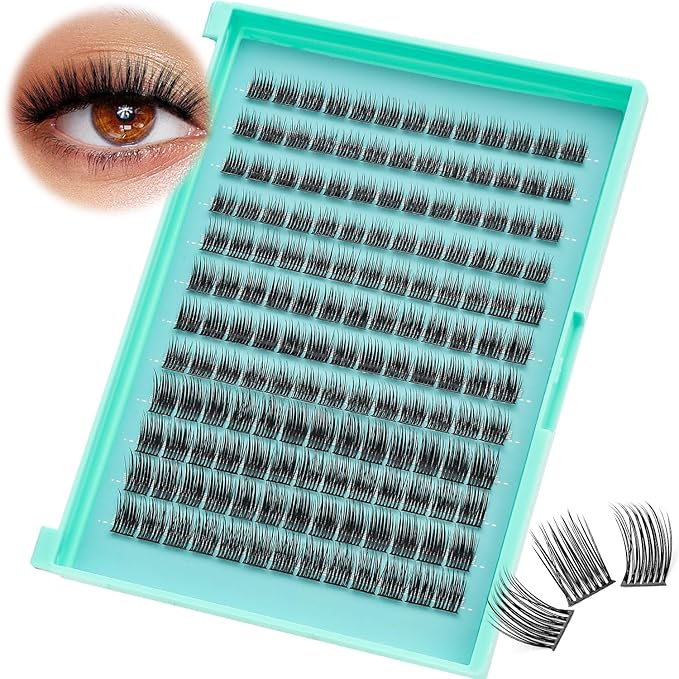 Bodermincer Lash Clusters D Curl Black/Brown/Colored Lashes 10-12-14/12-14-16/16-18-20mm Mixed Lash Clusters Kit For Beginner (Y11-C Curl-Black-8-10-12mm)