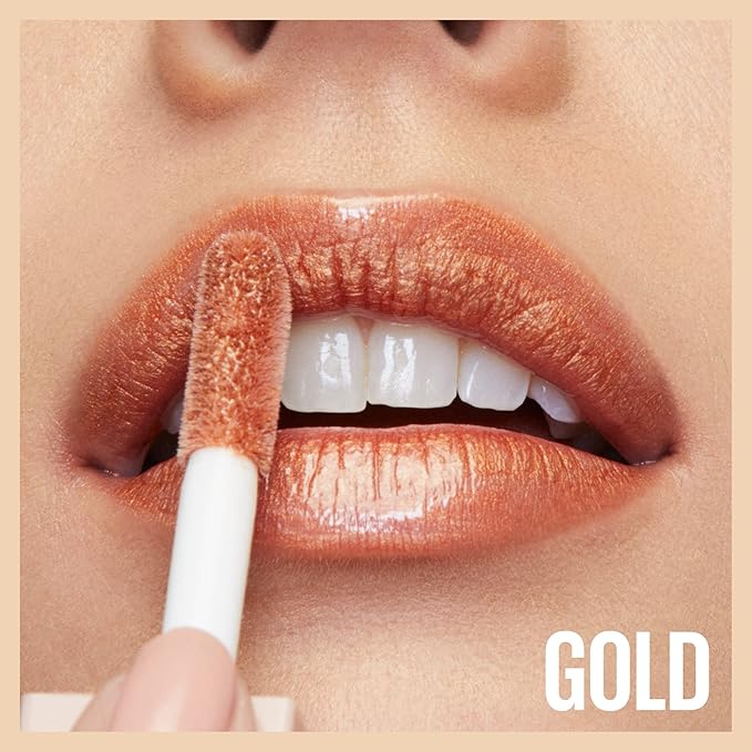 Maybelline Lifter Gloss, Hydrating Lip Gloss with Hyaluronic Acid, High Shine for Plumper Looking Lips, Gold, Warm Neutral, 0.18 Ounce