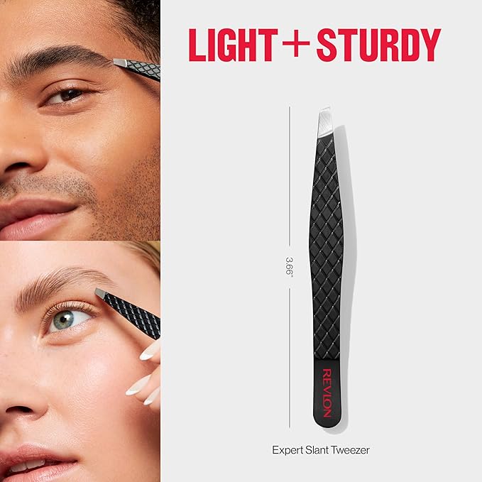 Revlon Eyebrow Tweezer, Stainless Steel | Pack of 2 | For Men & Women