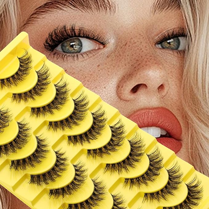FADVAN Mink Lashes Natural Fluffy False Eyelashes 3D Volume Wispy Lashes Cateye Medium Length fake eyelashes Pestañas Postizas Naturales 10 Pairs-Lz201