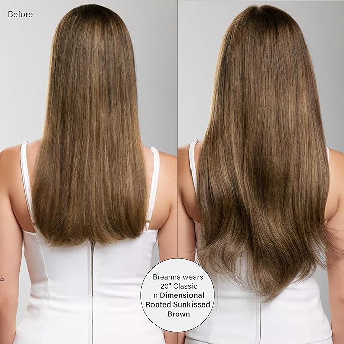 Luxy 100% Remy Human Hair, Classic 160g Clip-In Hair Extensions- 10 Wefts Multi-Dimensional Color for Natural Blending, Adds Volume & Length, Easy Apply & Remove 16" Dimensional Rooted Sunkissed Brown