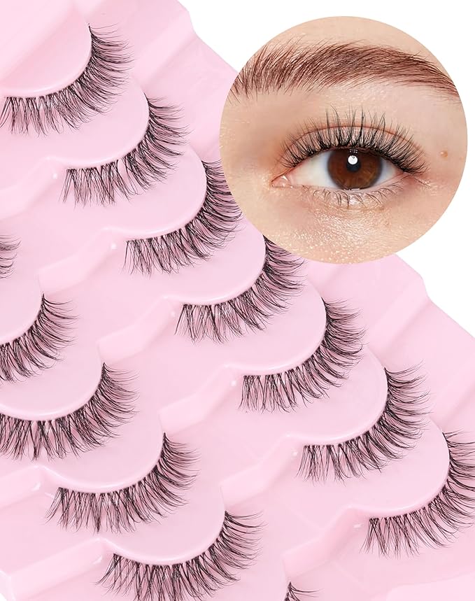 Wispy Lashes Natural Look Natural Eyelashes Fake Eyelashes False Eyelashes Strip Lashes Wispy Eyelashes Clear Band Lashes Light-06
