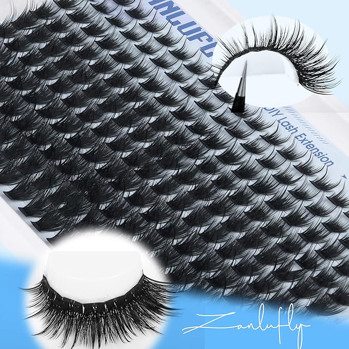 Wispy Lash Clusters Natural Eyelash Clusters D-Curly Lash Extensions DIY Individual Lashes 10-18MM Eyelash Extensions 200Pcs Cluster Eyelash Extensions by ZANLUFLY