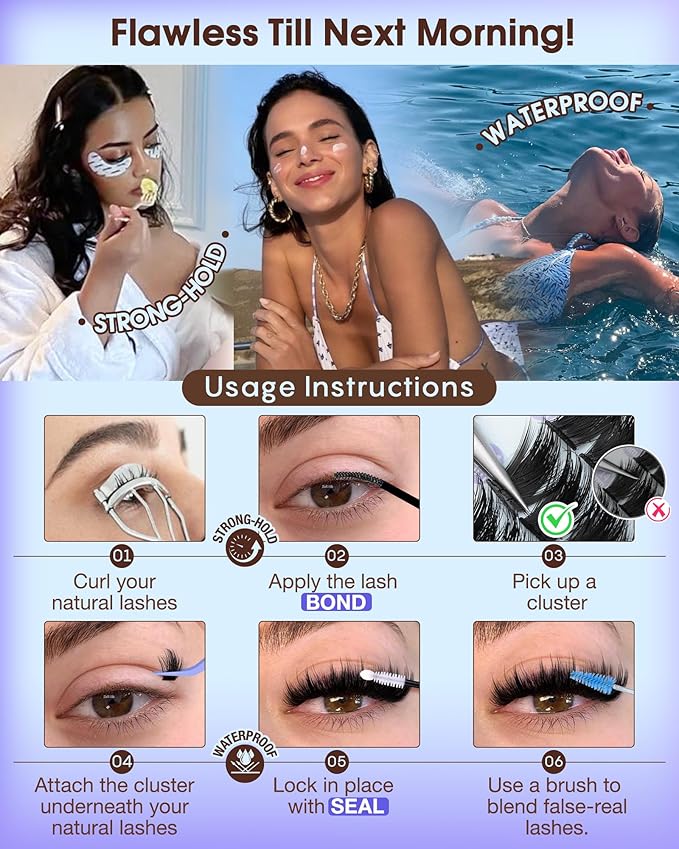 Fairy Lash Clusters Kit Wispy Volume Eyelash Clusters with Spikes Manga Cluster Eyelash Extensions Kit D Curl Fluffy Anime Individual Lash Extension Kit With Waterproof Lash Cluster Glue