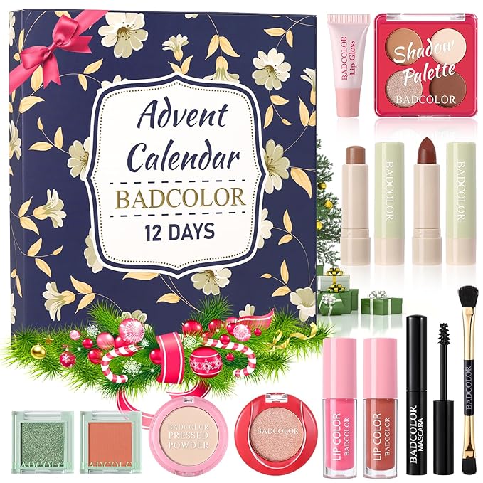 Makeup Advent Calendar 2025-12 Days Countdown Boxes Christmas Calendar Make Up Gift, Xmas Beauty & Cosmetics Surprise for Girl
